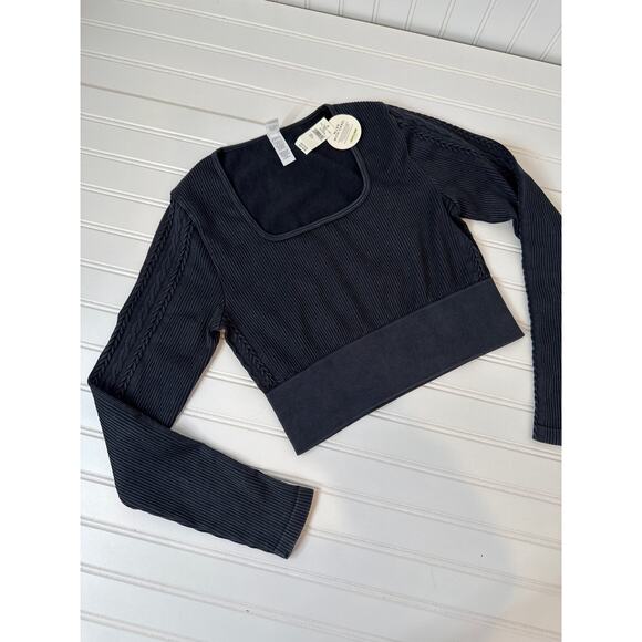 NWT Aerie Sidewalk Seamless Ribbed Crop Tee & Goals High Rise Leggings Bundle L - Picture 3 of 12